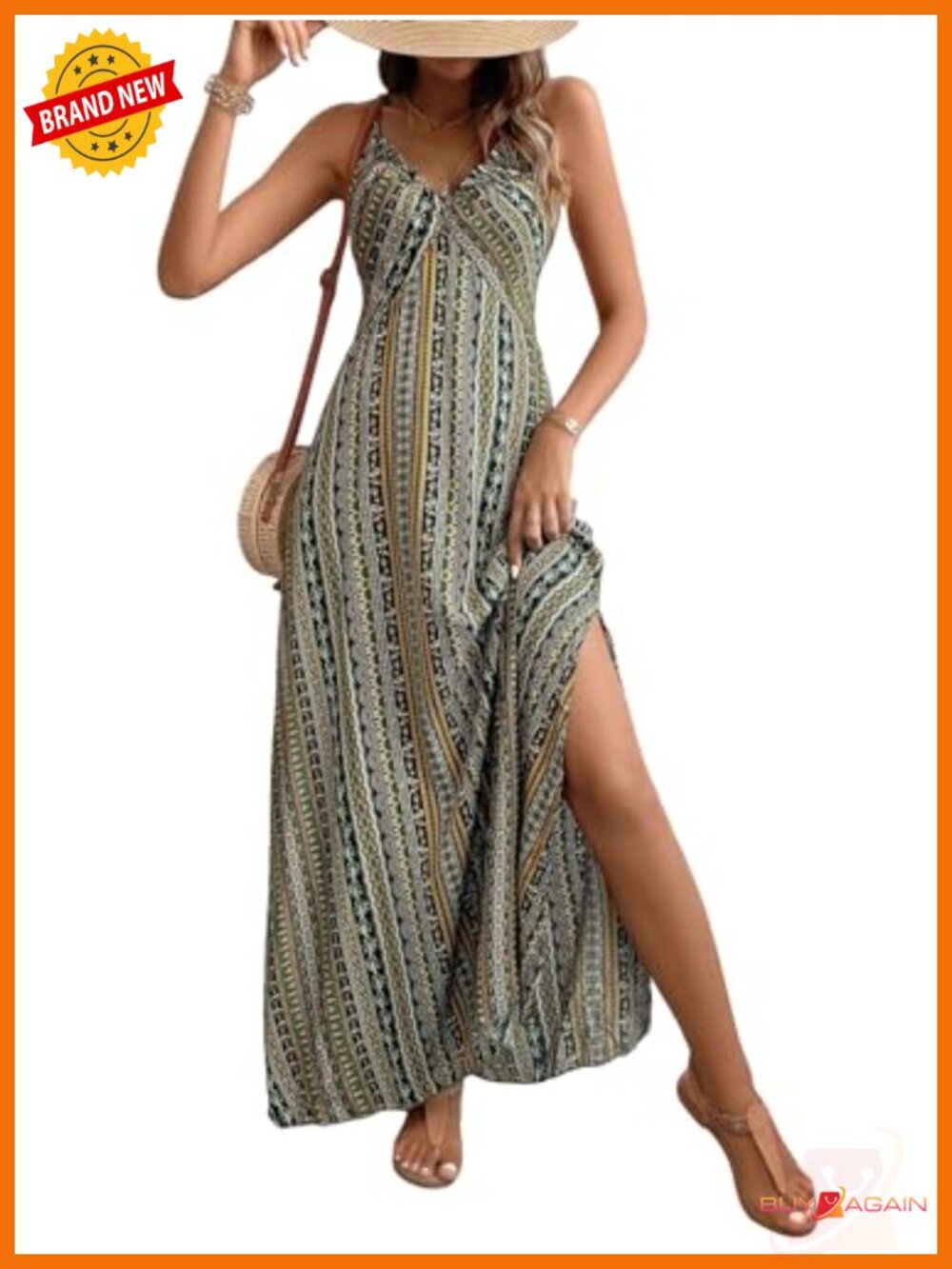 Sleeveless V-Neck Cami Maxi Dress with Criss Cross Back
